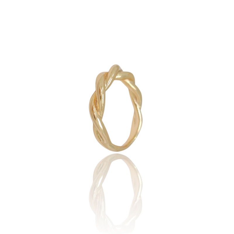Anel Liso Torcido Tamanho 19 Banhado a Ouro 18K