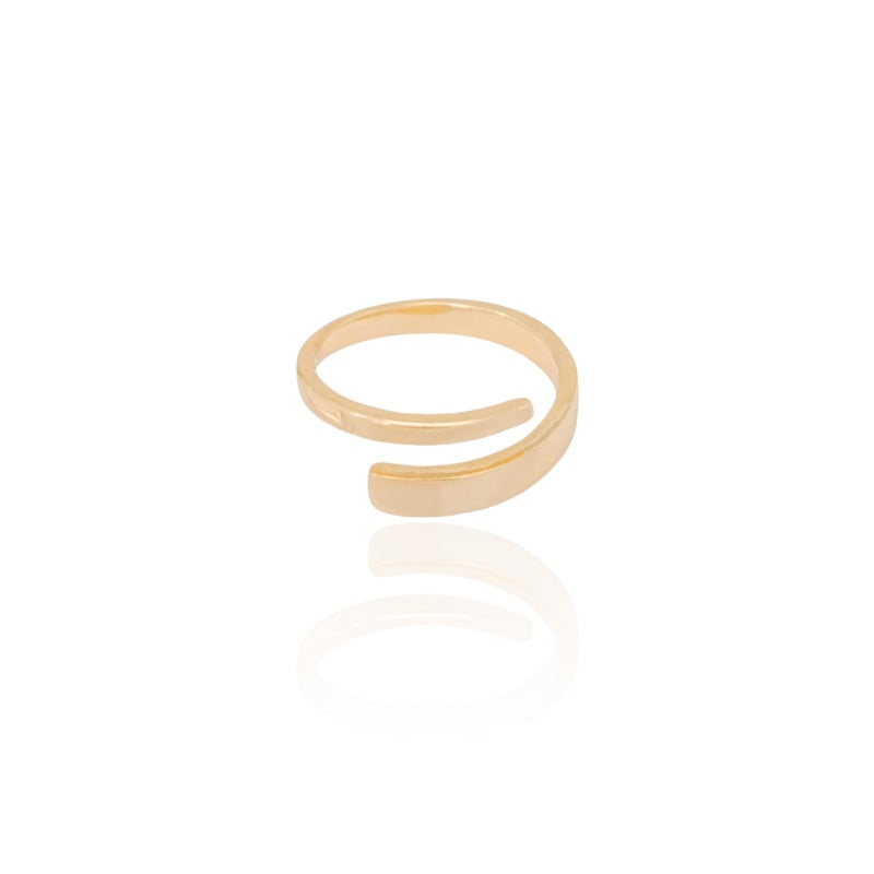 Anel Ajustável Liso Reto Tamanho M Banhado a Ouro 18K