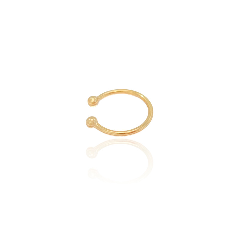 Piercing Liso Detalhes Bolinhas Banhado a Ouro 18K