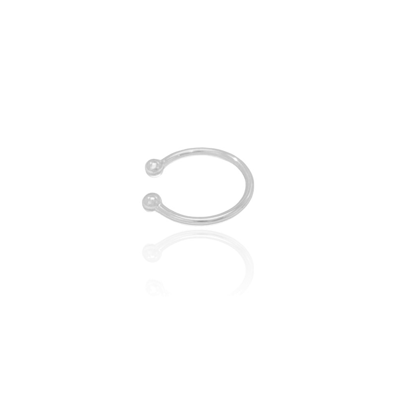 Piercing Liso Detalhes Bolinhas Ródio Branco