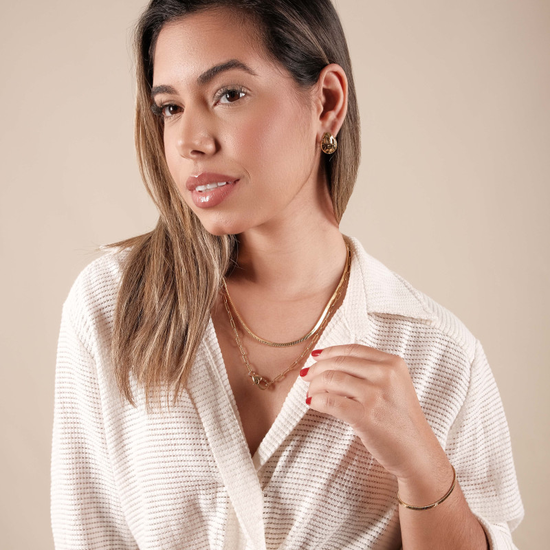 Brinco Gota Martelado Oca Banhado a Ouro 18K