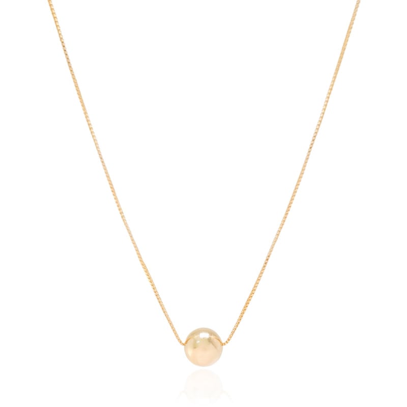 Gargantilha Veneziana Pingente Bola 10mm Banhado a Ouro 18K
