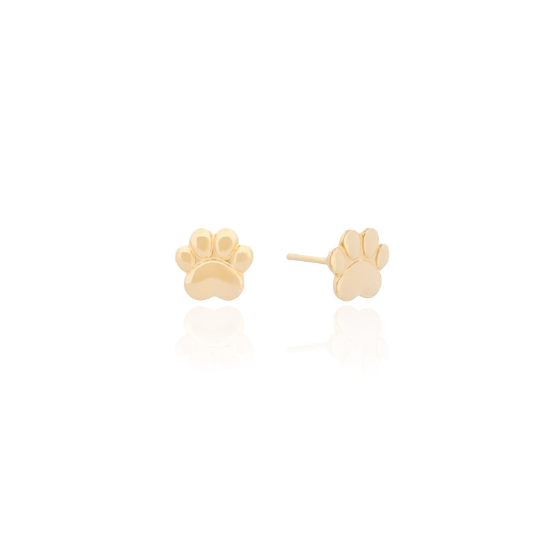 Brinco Pata Pet Liso Banhado a Ouro 18K