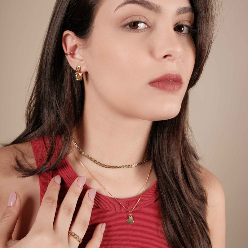 Anel Corações Vazados Tamanho 15 Banhado a Ouro 18K
