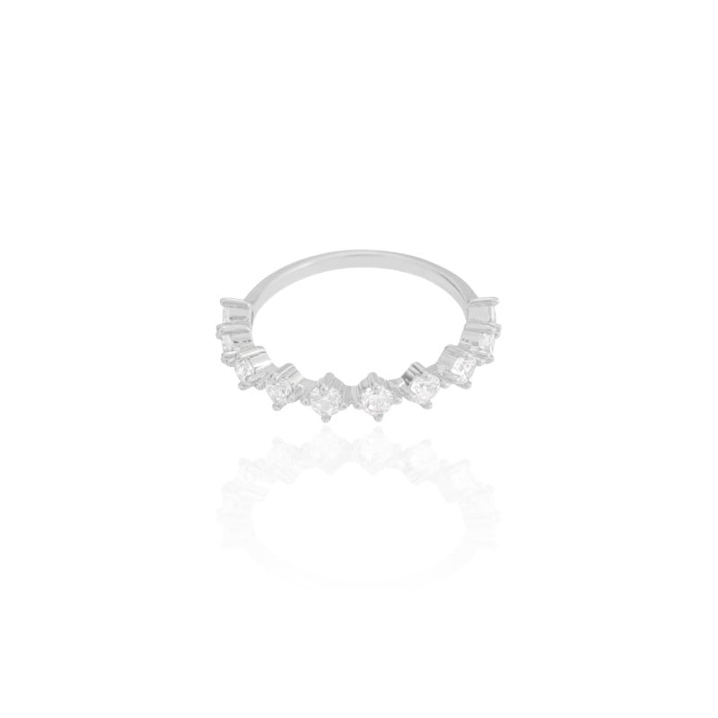 Anel Pontos de Luz Cristal Tamanho 16 Ródio Branco
