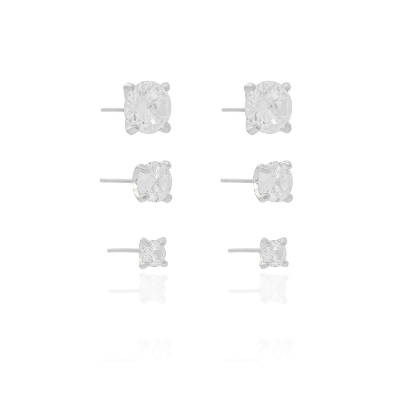 Trio Pontos de Luz Cristal Ródio Branco