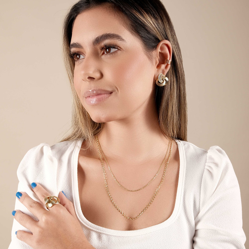 Gargantilha Longa Elos Losango Banhado a Ouro 18K