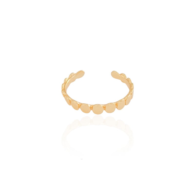 Anel Falange Plaquinhas Redondas Tamanho 12 Banhado a Ouro 18K