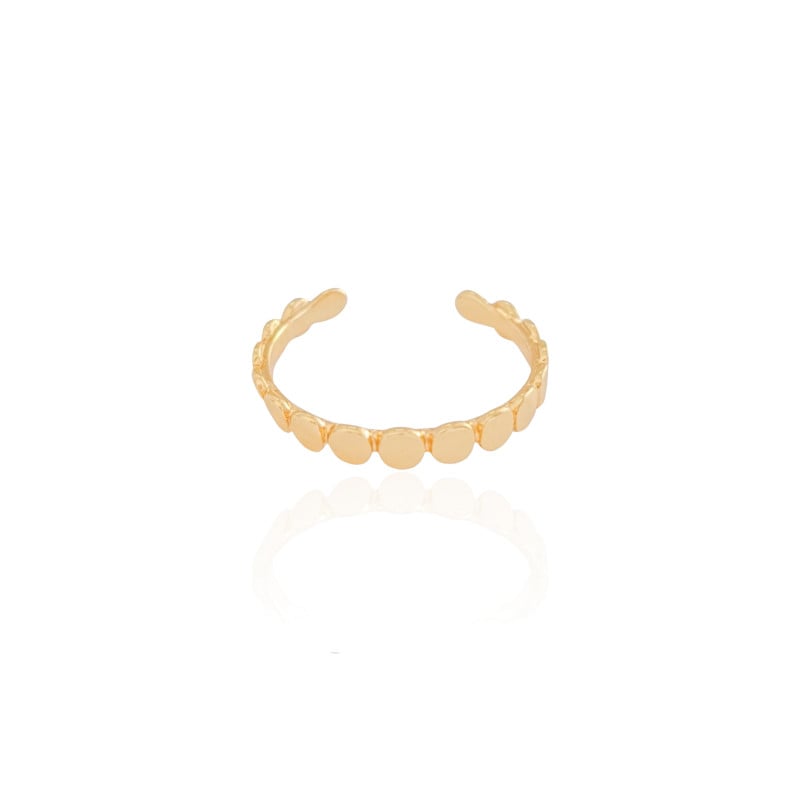 Anel Falange Plaquinhas Redondas Tamanho 14 Banhado a Ouro 18K