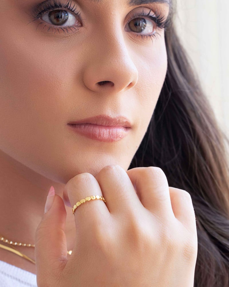 Anel Falange Plaquinhas Redondas Tamanho 14 Banhado a Ouro 18K