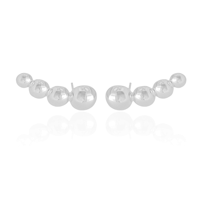 Ear Cuff Bolinhas Lisas Ródio Branco