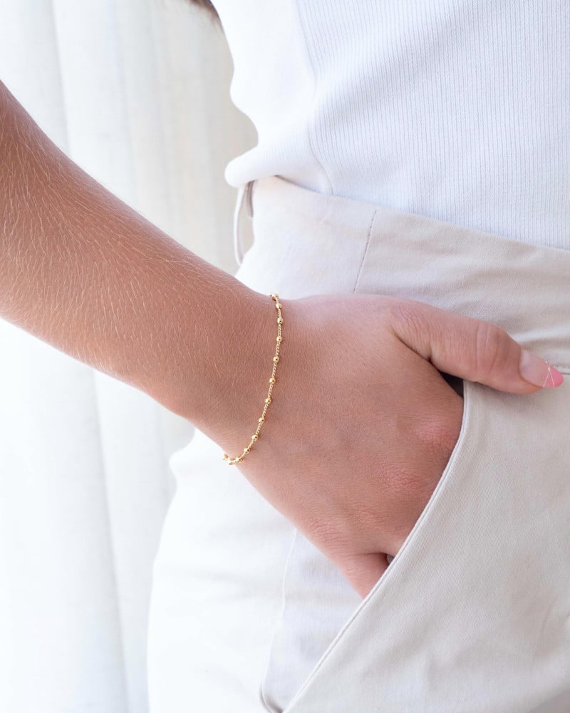 Pulseira Elos Bolinhas 2.5 mm Banhado a Ouro 18K