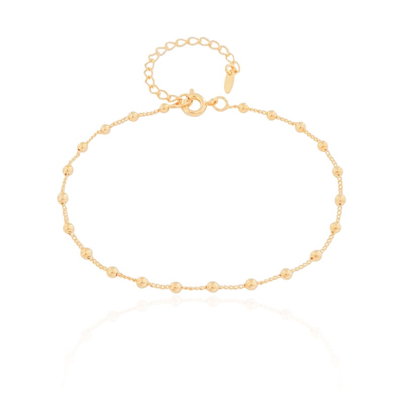 Pulseira Elos Bolinhas 2.5 mm Banhado a Ouro 18K