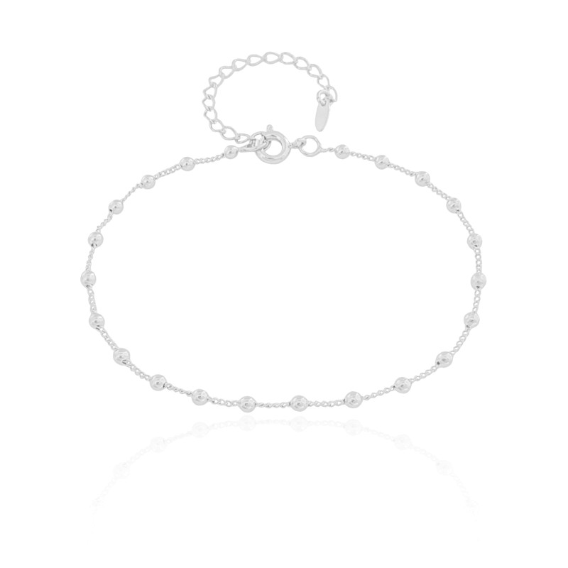Pulseira Elos Bolinhas 2.5 mm Ródio Branco