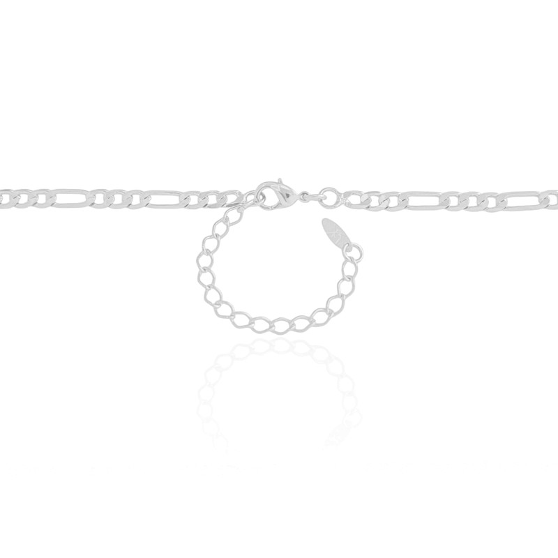 Gargantilha Fígaro 4 mm Ródio Branco