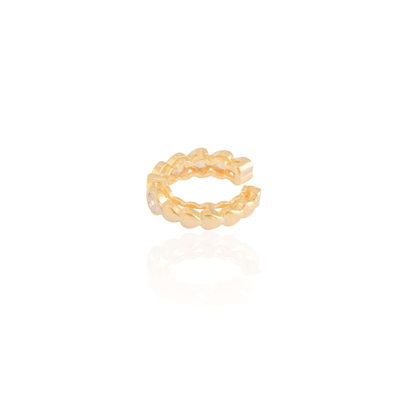 Piercing Corações Cravejados Cristal e Lisos Banhado a Ouro 18K