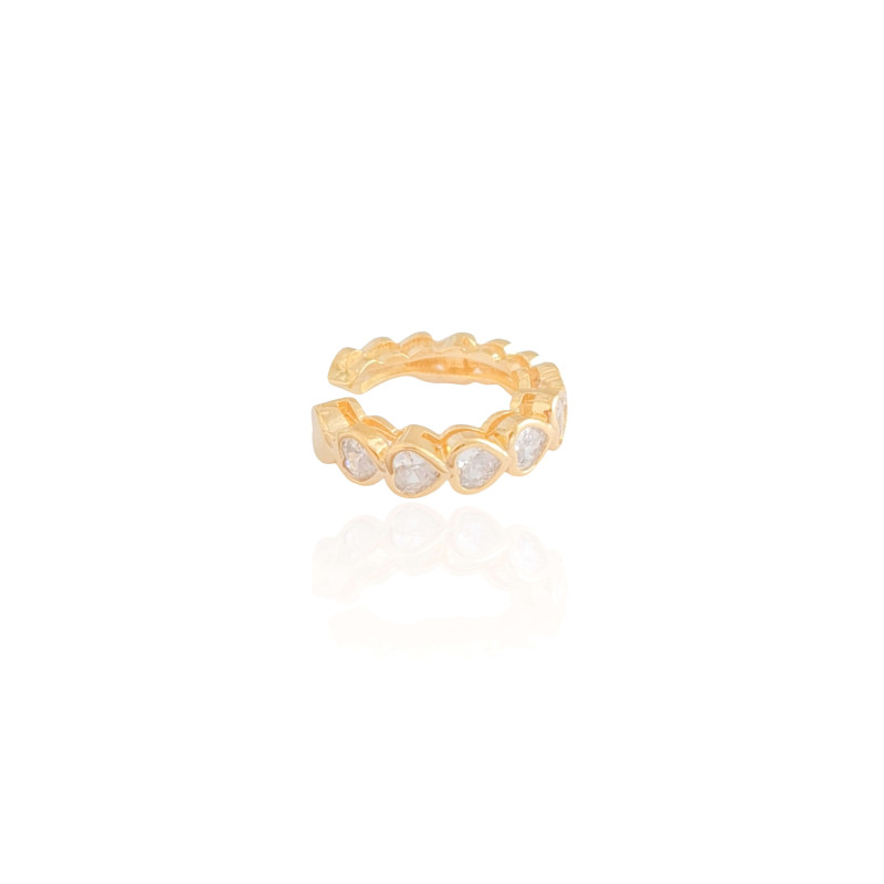 Piercing Corações Cravejados Cristal e Lisos Banhado a Ouro 18K