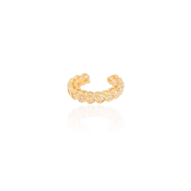 Piercing Corações Lisos e Cravejado Cristal Banhado a Ouro 18K