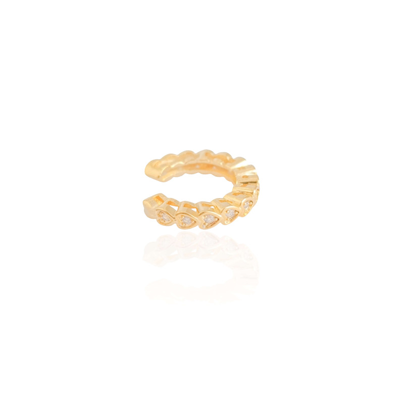 Piercing Corações Lisos e Cravejado Cristal Banhado a Ouro 18K
