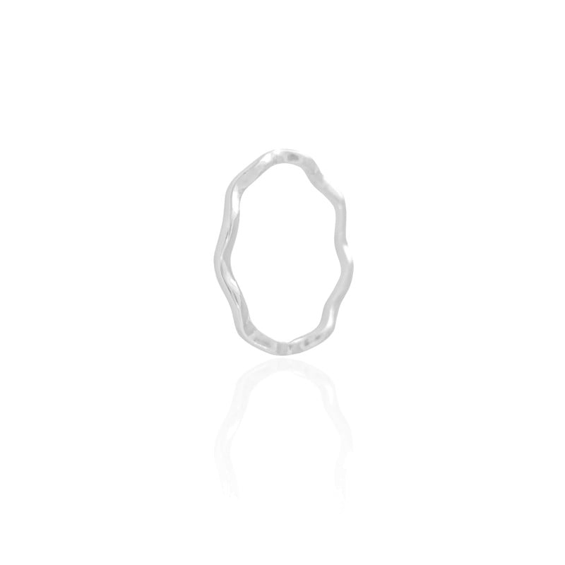 Anel Ondas Liso 1 mm Tamanho 13 Ródio Branco