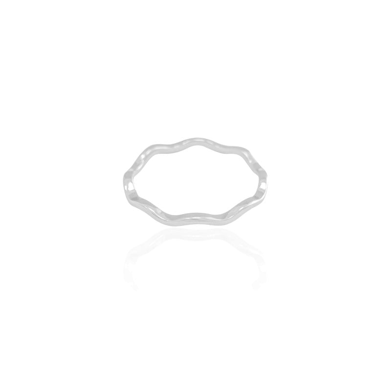 Anel Ondas Liso 1 mm Tamanho 20 Ródio Branco
