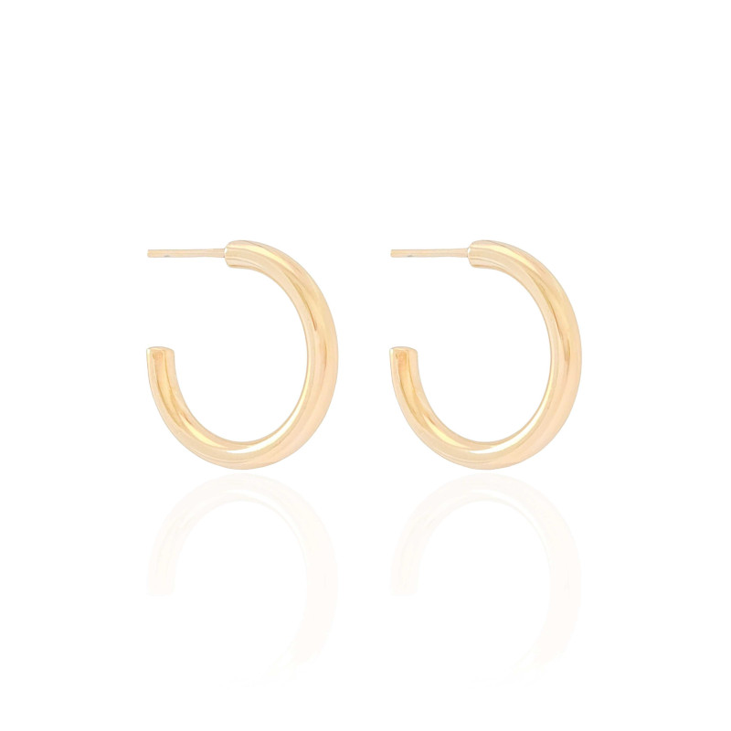 Brinco Argola Tubo Liso 2.2 cm Banhado a Ouro 18K