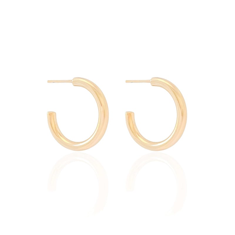 Brinco Argola Tubo Liso 2.2 cm Banhado a Ouro 18K