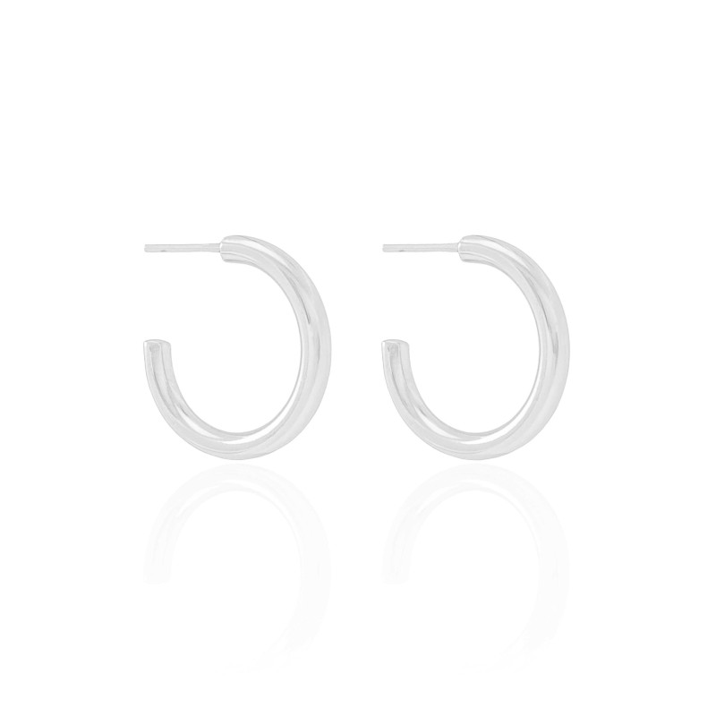 Brinco Argola Tubo Liso 2.2 cm Ródio Branco