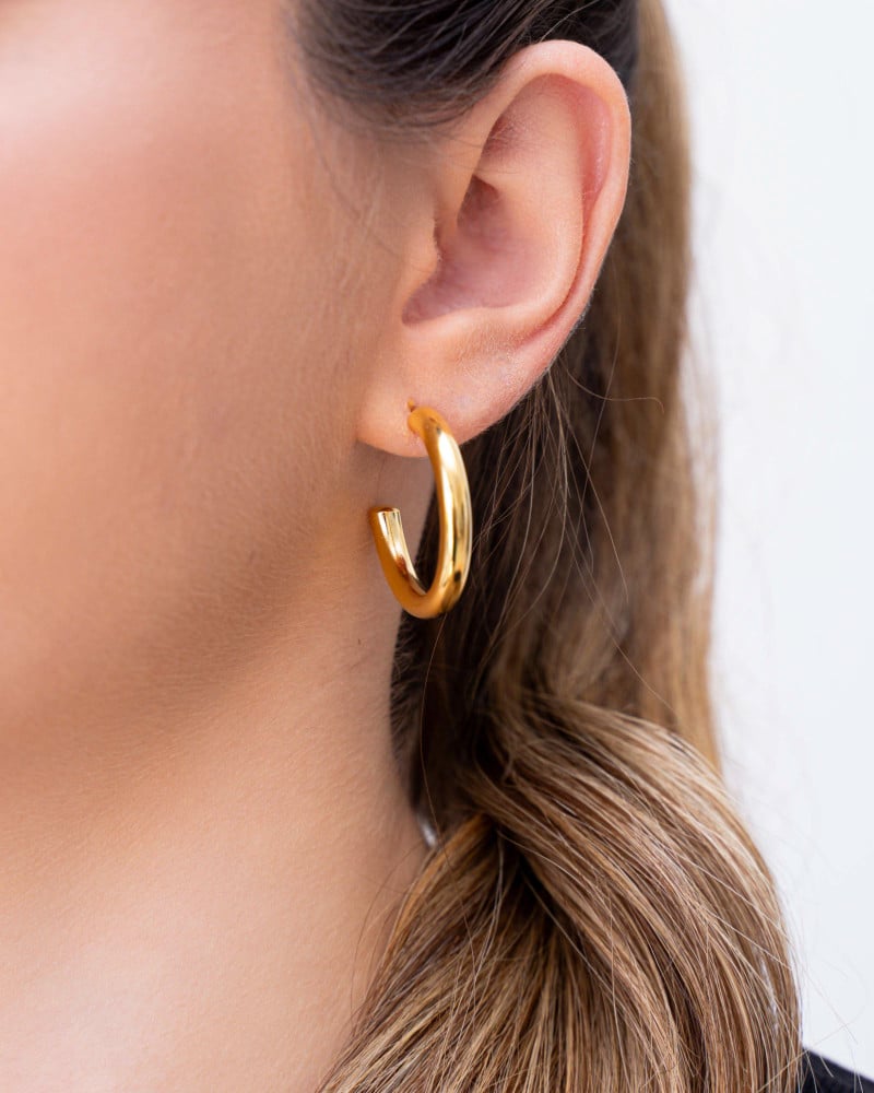 Brinco Argola Tubo Liso 2.8 cm Banhado a Ouro 18K