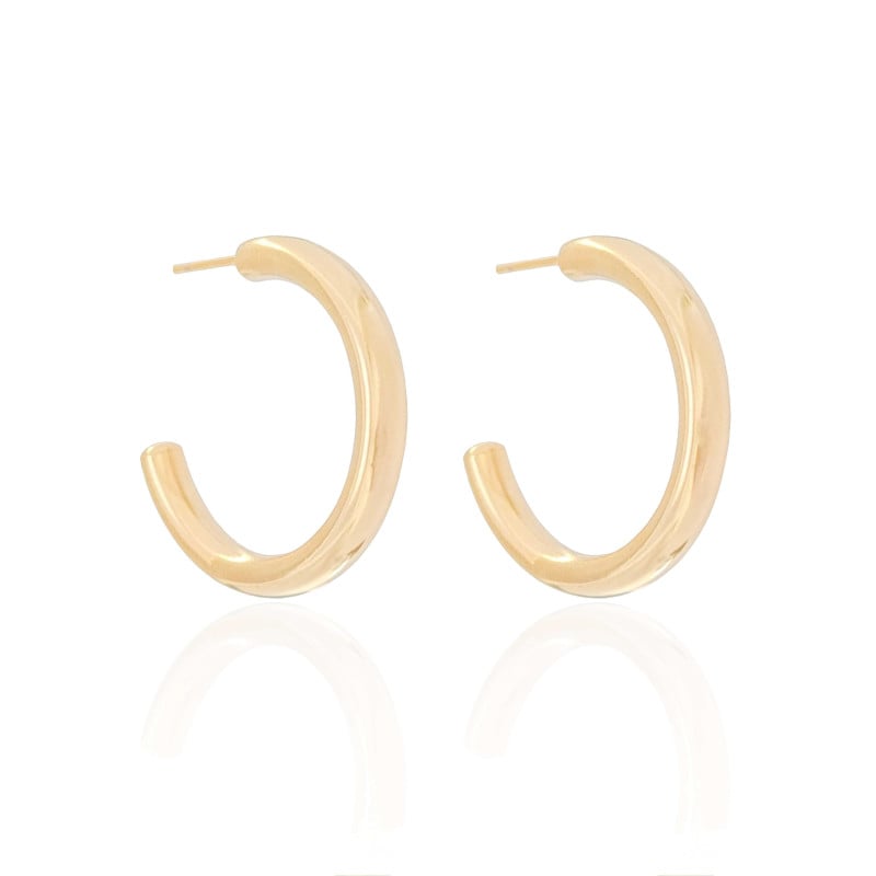 Brinco Argola Tubo Liso 2.8 cm Banhado a Ouro 18K