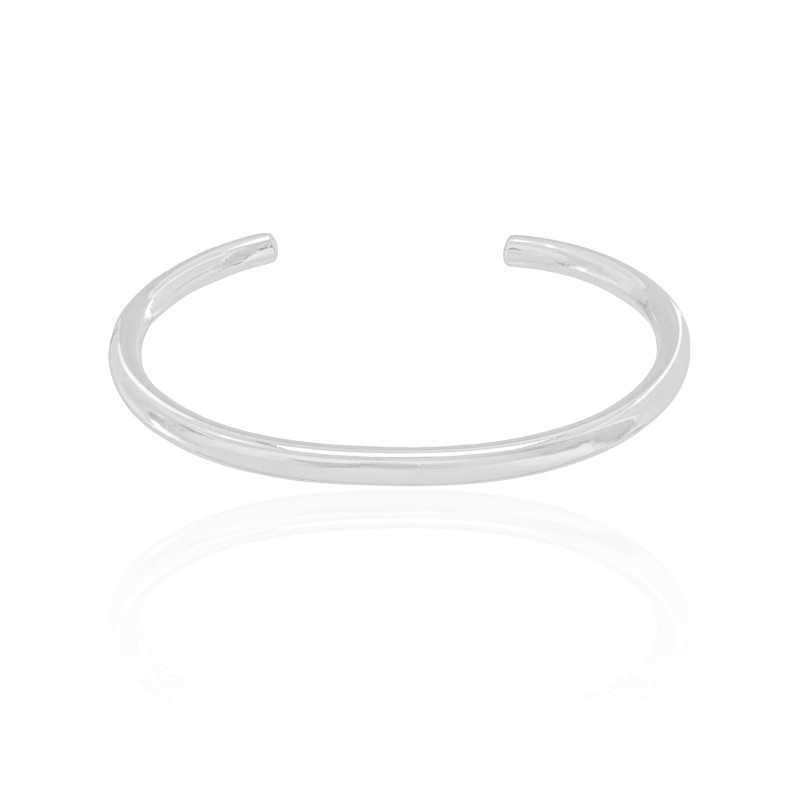 Bracelete Tubo Liso Ródio Branco