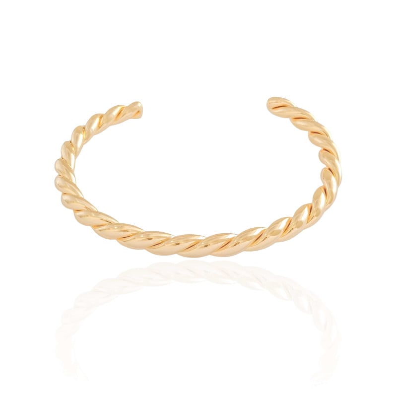 Bracelete Torcido 5 mm Banhado a Ouro 18K