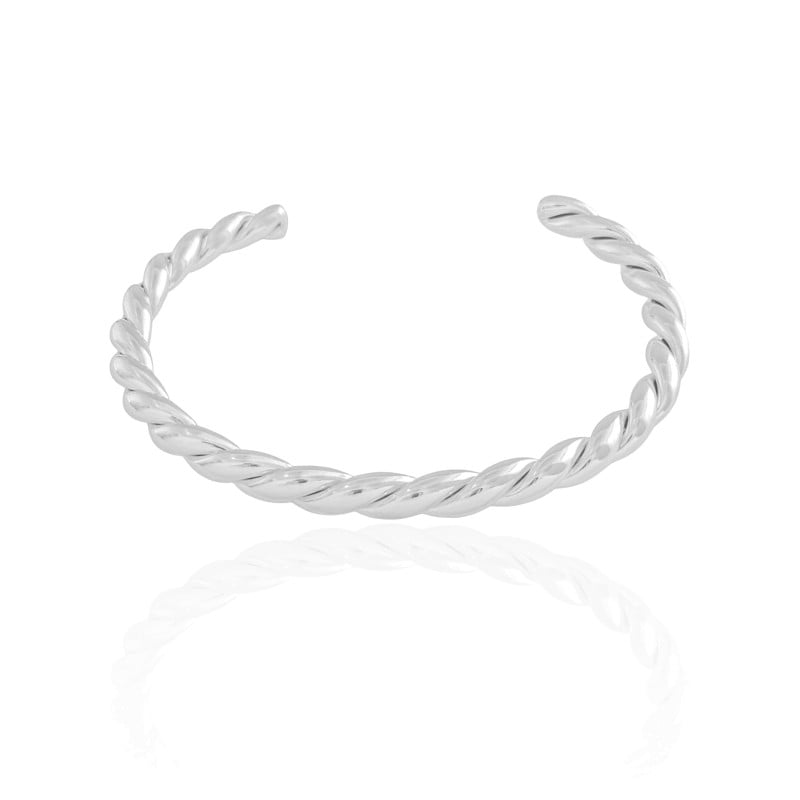 Bracelete Torcido 5mm Ródio Branco