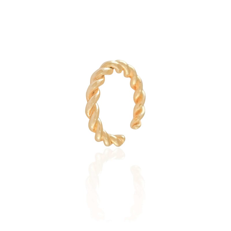 Anel Ajustável Torcido Tamanho P Banhado a Ouro 18K