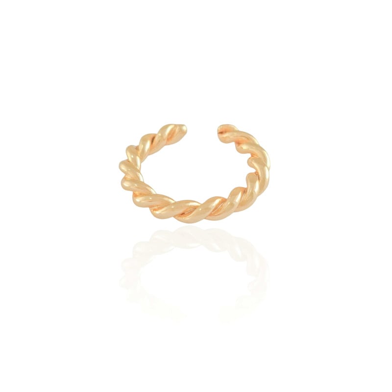 Anel Ajustável Torcido Tamanho M Banhado a Ouro 18K