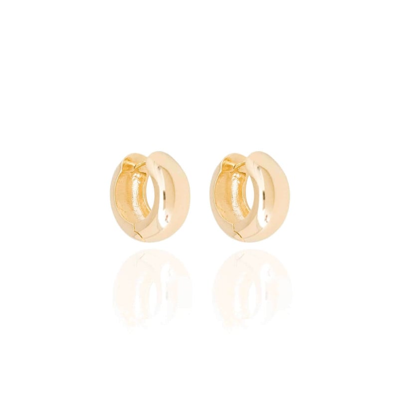 Brinco Argola Abaulada Lisa 2 cm Banhado a Ouro 18K