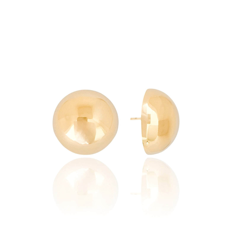 Brinco Meia Bola Lisa Tamanho G Banhado a Ouro 18K
