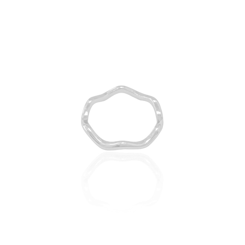 Anel Ondas Liso Tamanho 14 Ródio Branco