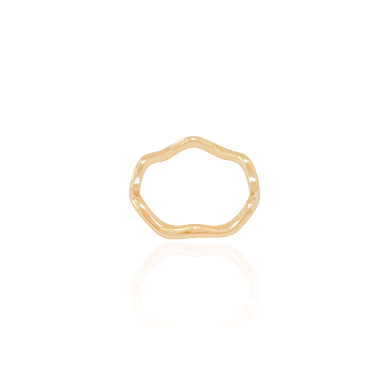 Anel Ondas Liso Tamanho 15 Banhado a Ouro 18K