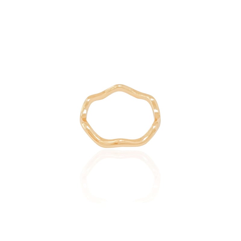 Anel Ondas Liso Tamanho 17 Banhado a Ouro 18K