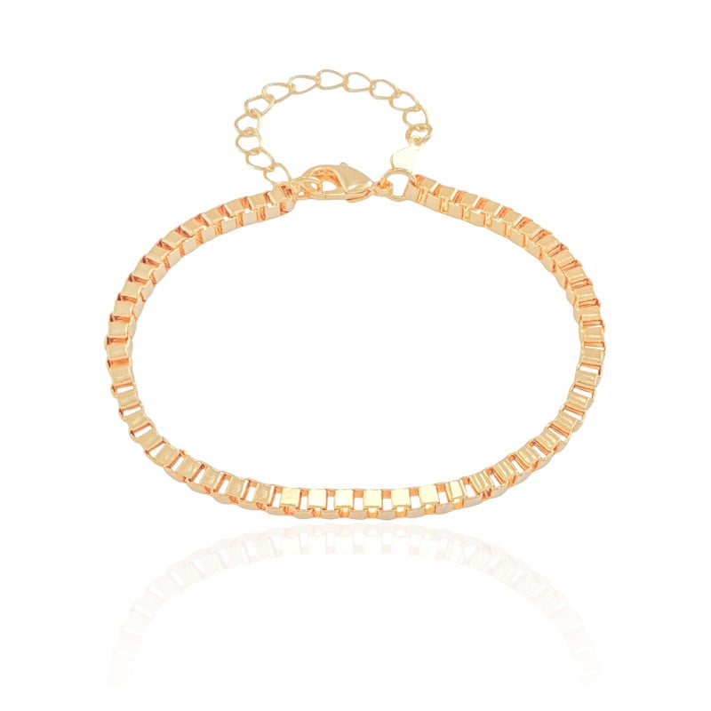 Pulseira Elos Quadrados Banhado a Ouro 18K