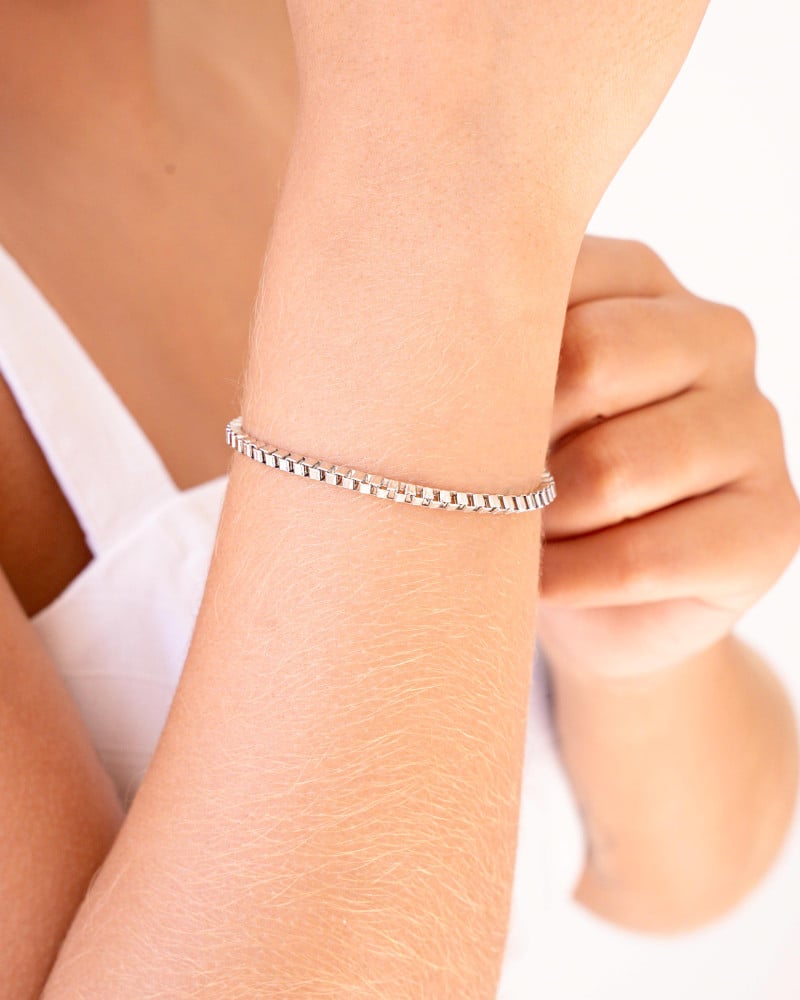 Pulseira Elos Quadrados Ródio Branco