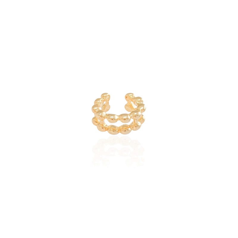 Piercing Dois Filetes Bolinhas Banhado a Ouro 18K