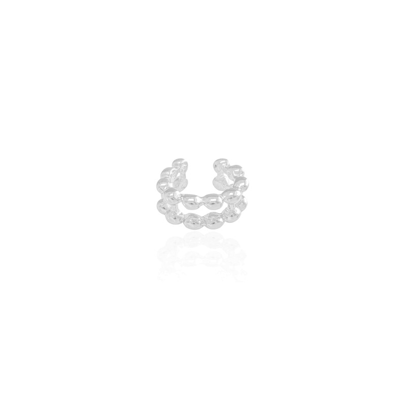 Piercing Dois Filetes Bolinhas Ródio Branco
