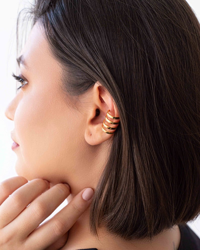 Piercing Quatro Filetes Liso Banhado a Ouro 18K