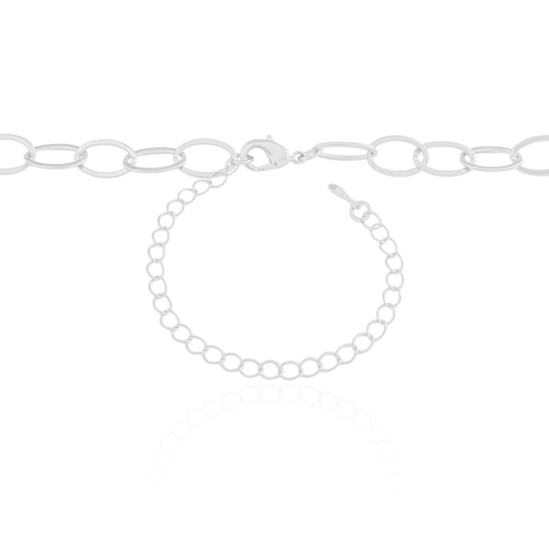 Choker Elos Ovais Ródio Branco