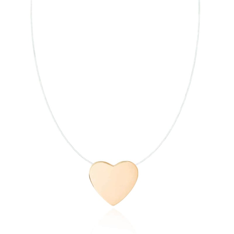 Gargantilha Nylon Pingente Coração Banhado a Ouro 18K