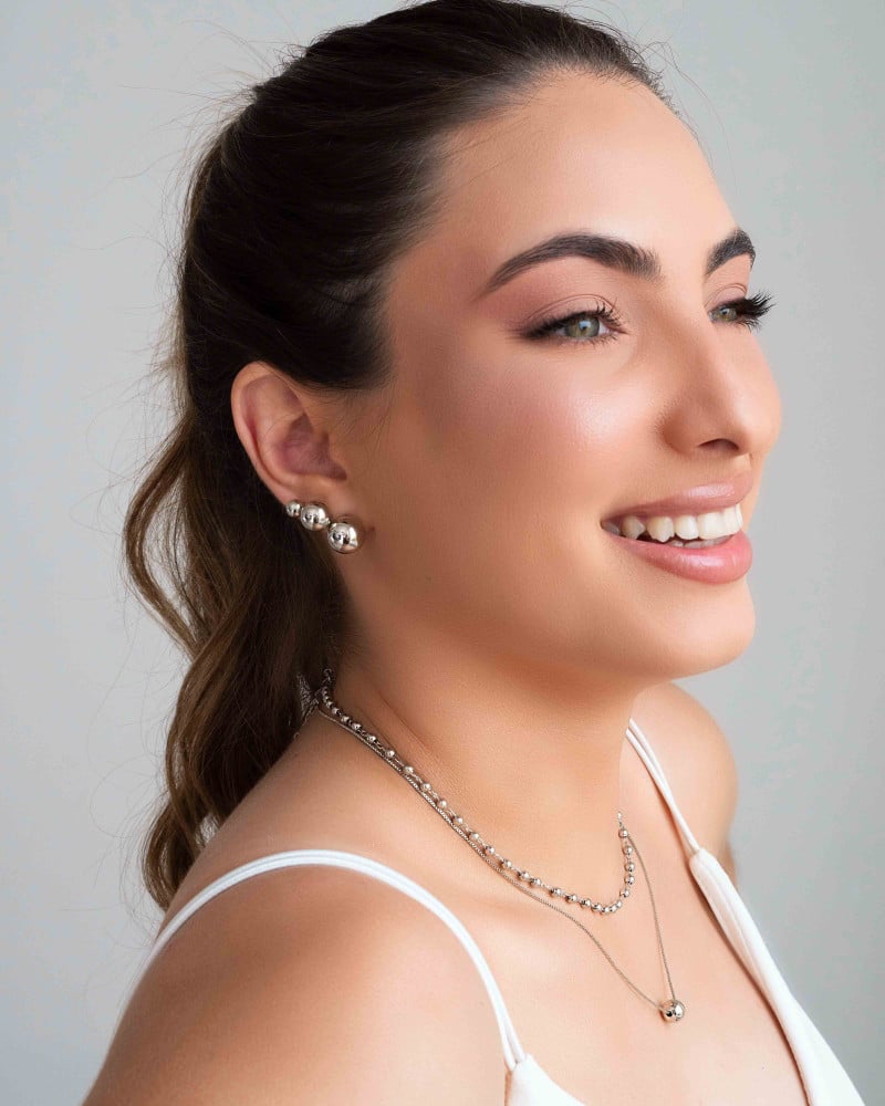 Gargantilha Veneziana Bolinha 8 mm Ródio Branco