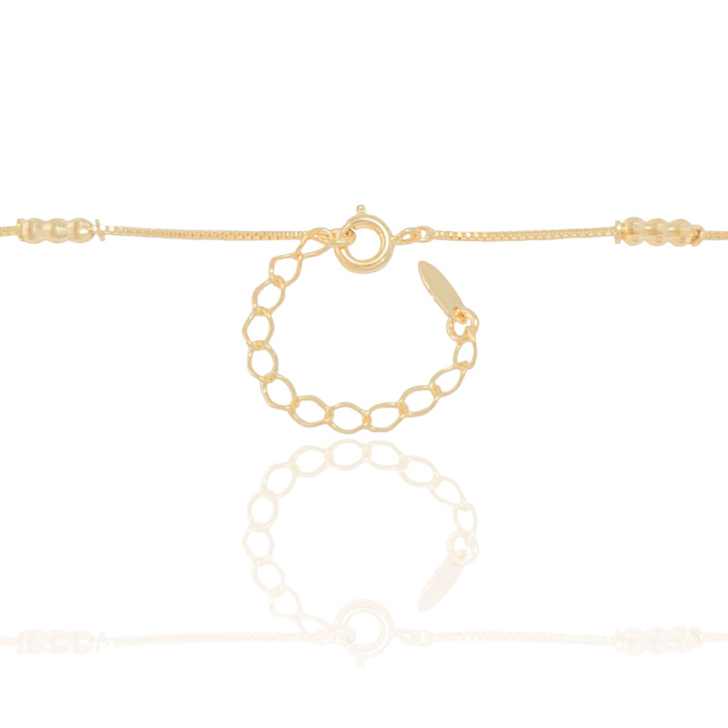 Gargantilha Longa Bolinhas Diamantadas Banhado a Ouro 18K