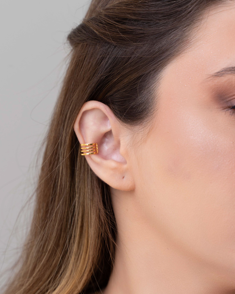 Piercing Quatro Filetes Liso Banhado a Ouro 18K